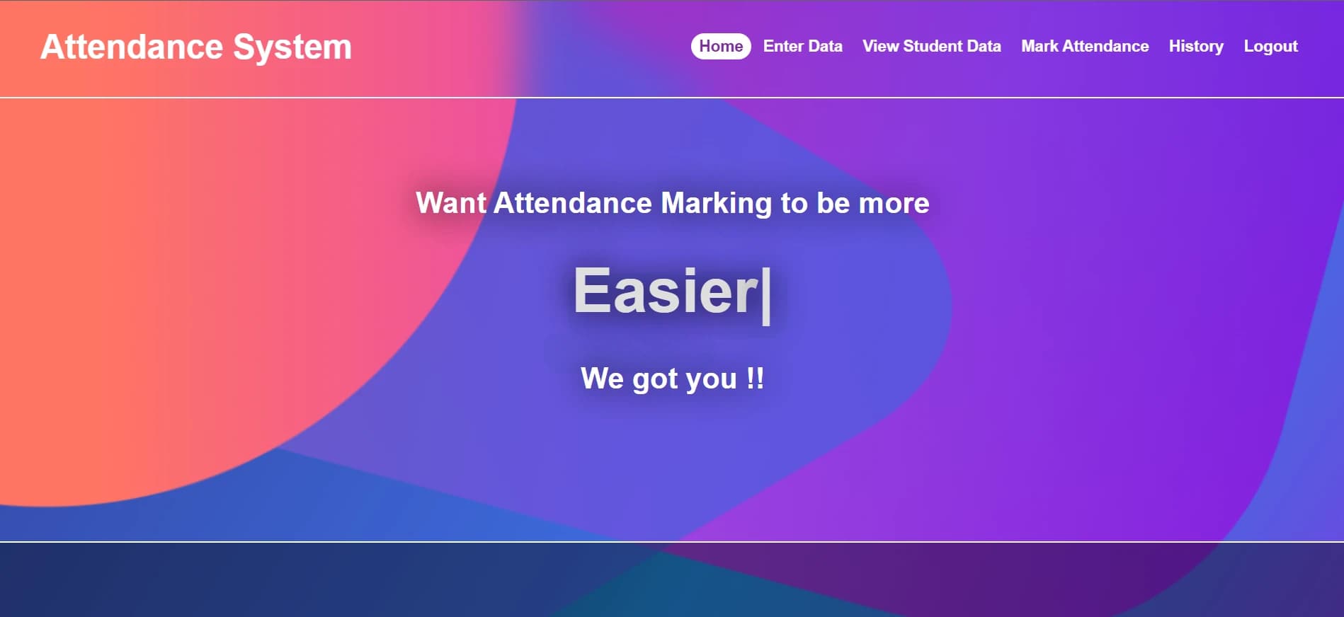 Facial Recognition Attendance — Homepage