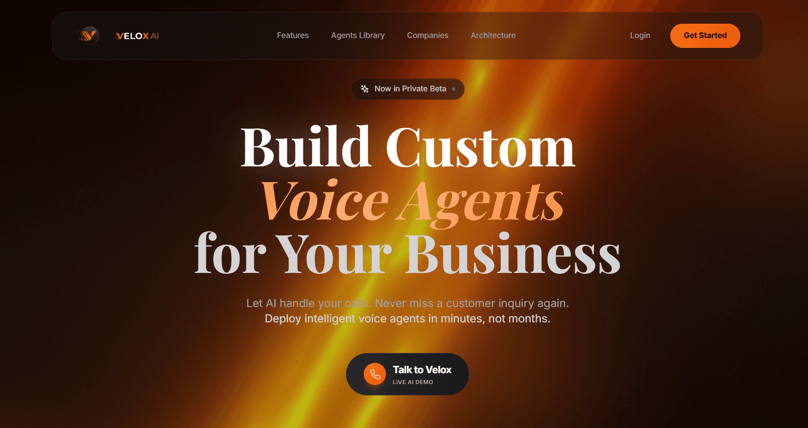 Velox AI — Landing page